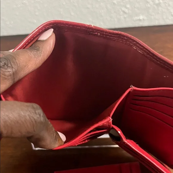 EUC- Burton Red Genuine Leather Exterior  Wallet with Metal Accents - Picture 7 of 12